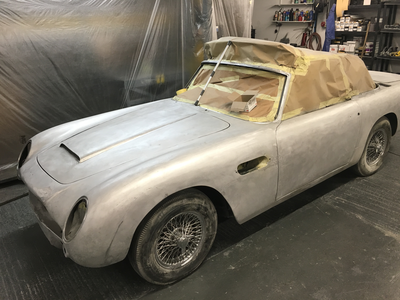 Aston Martin DB6 Volante - All filler and paint removed, panels gaps next