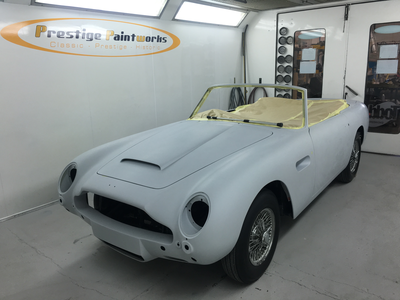 Aston Martin DB6 Volante paintwork -All panel gaps consistent, levelled, polyestered and prepped ready for body colour