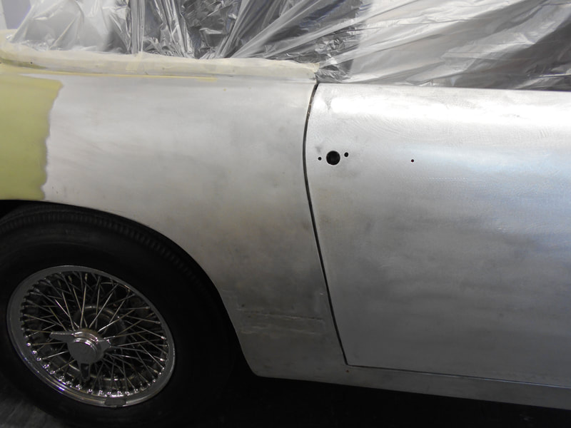Aston Martin DB6 Volante Restoration -right hand door skin fitted