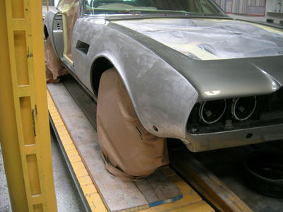 Aston Martin DBS Restoration -
paint and filler removal