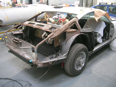 Aston Martin DBS Restoration -
rear clip off