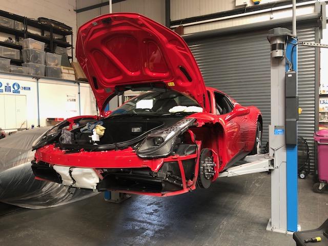 Ferrari 458 spider paintwork -
parts removed for painting the left hand side
