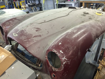 Aston Martin Restoration -
Bonnet removed from car