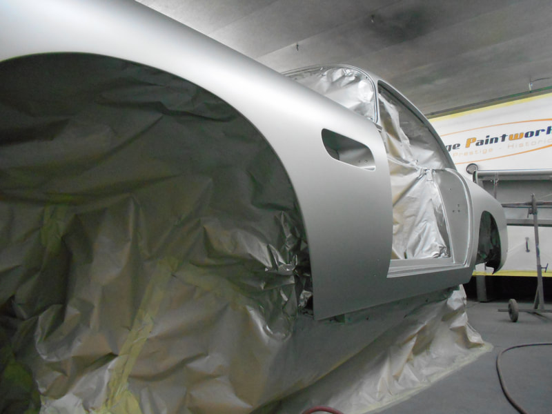 Aston Martin DB5 paintwork - body in Silver Birch