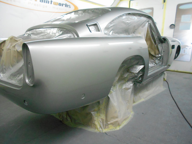 Aston Martin DB5 paintwork - clear coat just applied