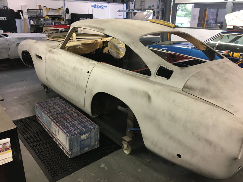 Aston Martin DB5 Restoration - primed now ready for block sanding