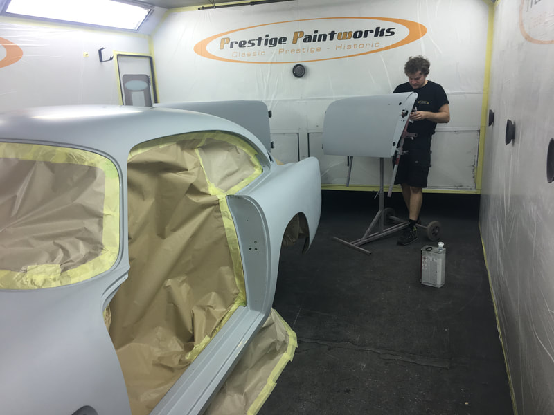Aston Martin DB5 paintwork - nearly ready for Silver Birch