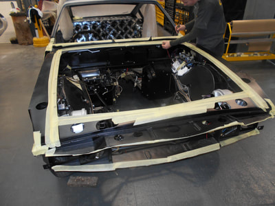 Aston Martin DBS Restoration -
Getting ready for the front clip to be be dry fitted
