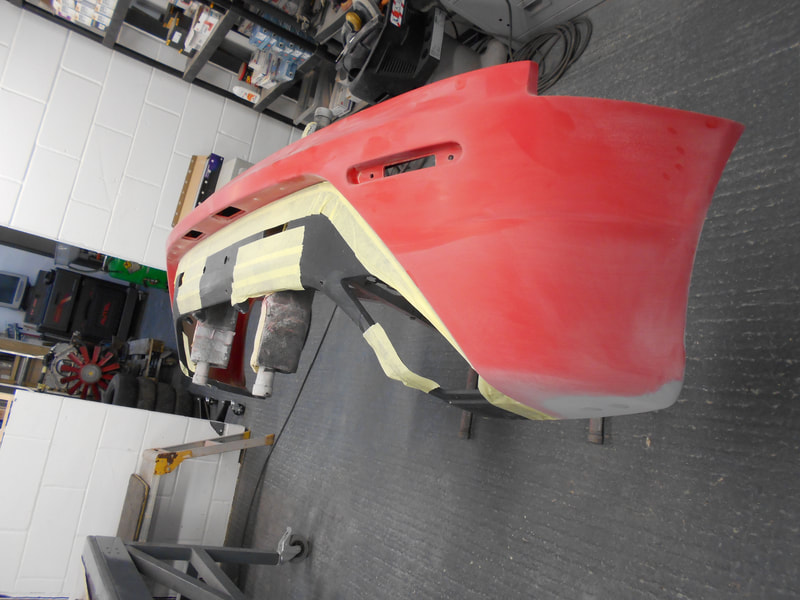 Ferrari 430 paintwork - rear bumper in prep process