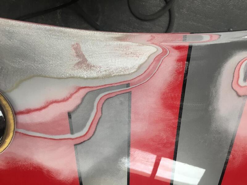 Ferrari 430 paintwork - paint removal to the bonnet