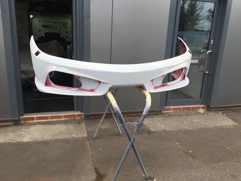 Ferrari 430 paintwork - all material removed from the front bumper