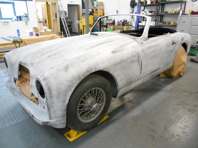 Aston Martin Restoration -polyestered ready for block sanding