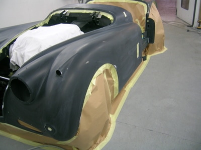 Jaguar Xk140 paintwork - all gapped, levelled and prepared for topcoat