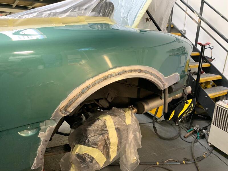 Aston Martin DB7 Volante - fabricated new left arch welded in place